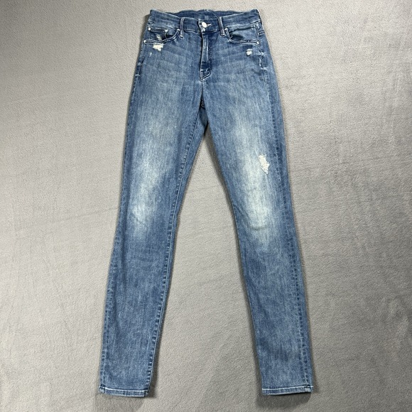 MOTHER Denim - Mother Jeans Womens 25 Blue High Waisted Looker Skinny Distressed Medium Wash